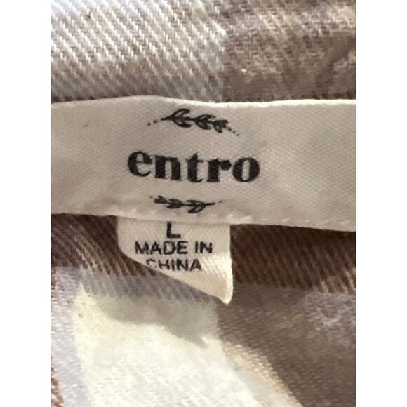 Entro “Corrine” Women’s Boho Plaid Blouse Size Large 100% cotton - Picture 3 of 14